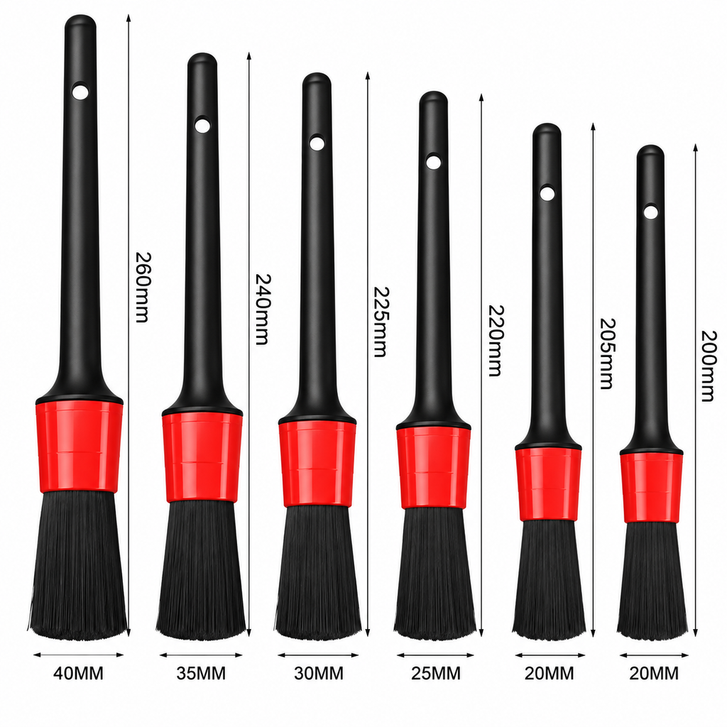 Set de brosses de détailing pour voiture : tableau de bord, aérations et jantes