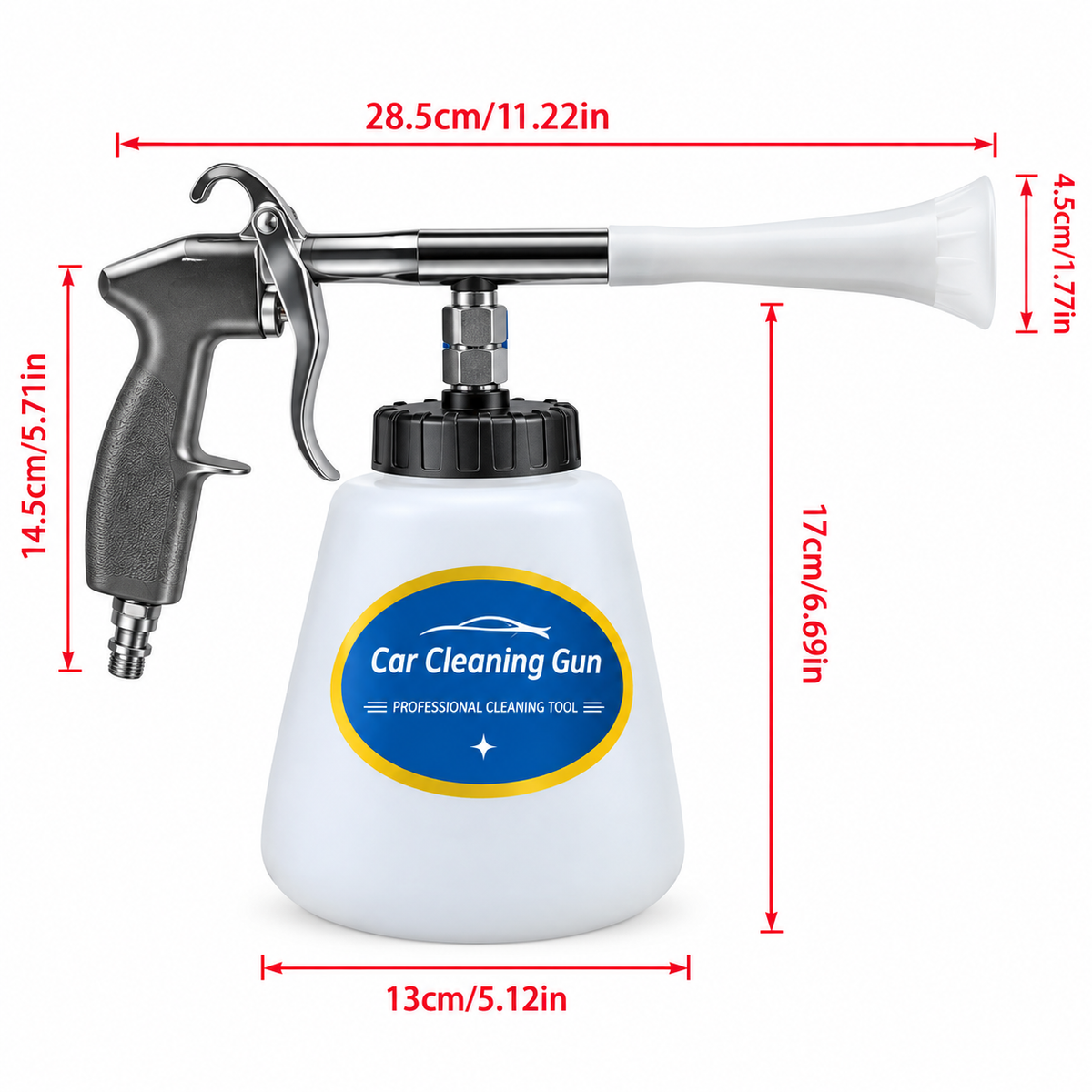 Pistolet de nettoyage 1000 ml avec brosse et buse : voiture et intérieur